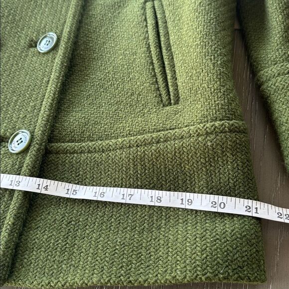 Talbots Women’s Green Wool Blend Pea Coat 3/4 Sleeve Chic Cropped Jacket Size 10 - Picture 10 of 15